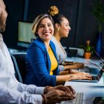 happy people in an office
